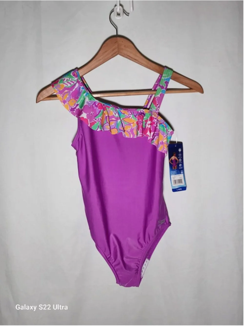 Girls Speedo One Piece Swimsuit L Purple Multicolor